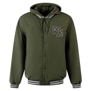 Minoti Mens Detachable Hood Baseball Bomber Jacket / Khaki